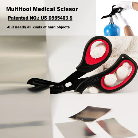 Premium Medical Scissors 2 Pack Trauma Shears for Nurses and EMTs All Purpose with Stainless Steel 440 Blades Built to Last Your Go To Emergency Companion, black and red handles