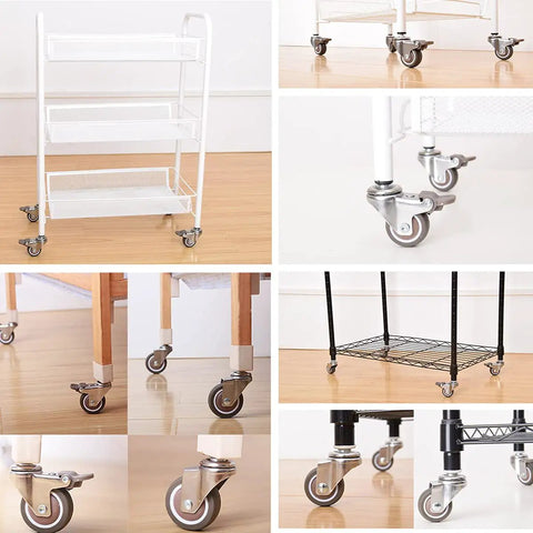 Various trolleys and carts equipped with Rubber Caster Wheels 1.5 Inch Set Of 4 With 5/16 X 1-1/2 Inch Stems And 20mm Sockets.