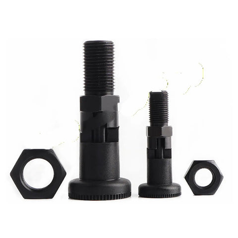 Built Tough Self Locking Return Indexing Pin Plunger With Sturdy Black Plastic Knob For Dead On Part Alignment In Industrial Jigs And Fixtures Ready For Real World Cnc Machining And Daily Shop Grind, showing black plunger parts from various angles.