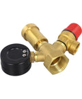 All In One Brass Boiler Safety Group with Pressure Relief Valve Air Vent and Gauge for Closed Heating Circuits, 6 Bar
