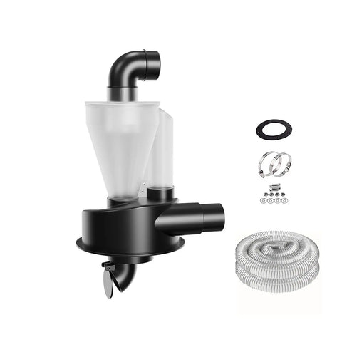 2.5 Inch Woodworking Dust Collector With Dual Filtration Cyclone System, Turbocharged Suction shown with accessories