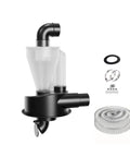 Heavy Duty 2.5 Inch Woodworking Turbo Cyclone Dust Collector Dual Filtration with hose, mounting hardware, and dual filters.