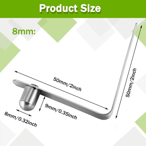 16 Pieces Canopy Push Button Clips Stainless Steel V Shaped Tent Pole Clips 8 Mm Spring Button Locks size diagram