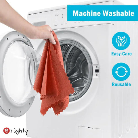Person placing Bulk 50 Pack Microfiber Cleaning Rags For Cars And Home, Lint Free Non Scratch Shop Towels, into washing machine