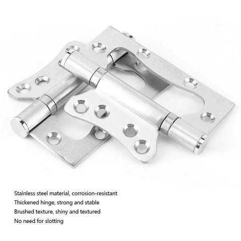 Stainless Steel Silent Hinge For Home Wood Doors No Slotting Needed Easy Install Heavy Duty Load Bearing For Furniture Hardware Fitting 10.2 Cm Rust Resistant Built To Last
