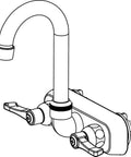 Scrub And Handwash Wall Mount Faucet With Gooseneck Spout And Removable Cartridges, Model LKB400, side view illustration