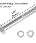 Heavy duty axle bolt and locknut set, 3.54 inches (90mm) with washer, shown on white background with dimensions.