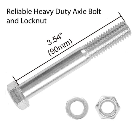3.54 inch heavy-duty axle bolt with locknut and washer, suitable for securing V-Groove gate wheel up to 3000 lbs