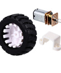 2 Sets Mini DC Gear Motor Kit With Rubber Tire Lightweight Reducer Motor For DIY Projects And Educational Experiments High Torque And Low Noise Design Great For Robotics Prototyping And Classroom Demos showing motor, tire, and bracket