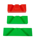 Polymer heads for Top Shelf Manual Drill Bit Sharpening Guide Jig Set Of 3, showing 90°, 118°, and 135° angles.