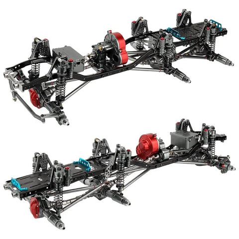 Beefed-Up 450mm 6x6 RC Crawler Chassis Frame Set For 1/10 Axial SCX10 with aluminum alloy and carbon fiber components