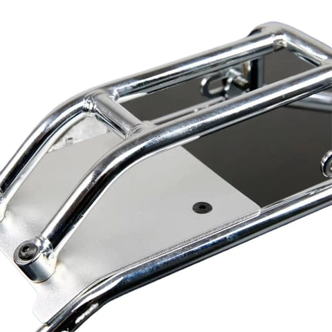 Close-up of Beefed Up Heavy Duty Metal Roll Cage Chassis Frame For 1 Fifth Scale RC Racing Buggies showing alloy structure and screws
