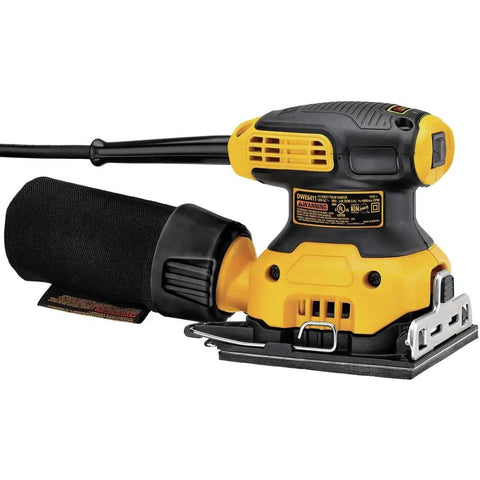 Grab And Go Palm Sander 1/4 Sheet with rubber overmold grip and locking dust port, improved paper clamp for precise sanding