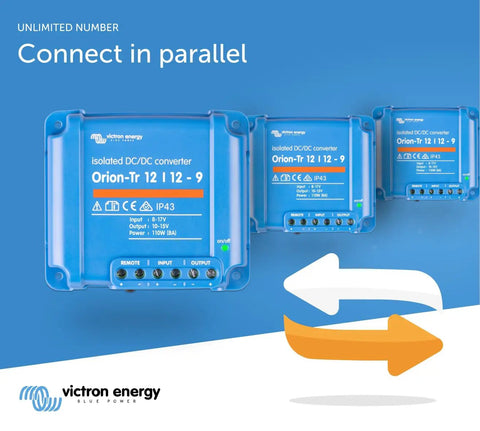 Orion-Tr DC To DC Converter 12/12 Volt 9 Amp 110 Watt Isolated IP43 Protected units shown in parallel setup