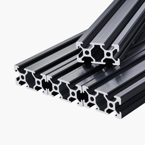 Badass 2040 T-Slot Aluminum Extrusion Profile With Sleek Anodized Finish showing detailed cross-section and multiple 1000mm bars.