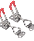304 Stainless Steel Toggle Clamp Clip Set, Adjustable Buckle Quick Fixture Hand Tool, red handles, metal plates