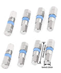 Masterful Eight Piece Magnetic Screwdriver Bit Set Featuring Straight And Offset Hex Drive Sockets Rock Solid Grip Adapts To Power Tools For Fast No Sweat Fix Ups And Garage Builds, showing metal driver bits with blue markings, 25mm length.