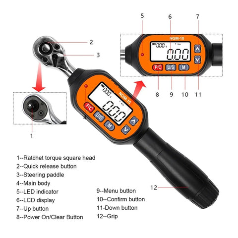 Get Your Hands On This Awesome GenSDH Digital Torque Meter, A Tiny Yet Mighty Tool For Bike And Car Repair pros Who Need Precision. This Adjustable Electric Torque Wrench Comes In 1/4, 3/8, And 1/2 Sizes With Up To 30N.m Capacity. It Turns Any Ratchet