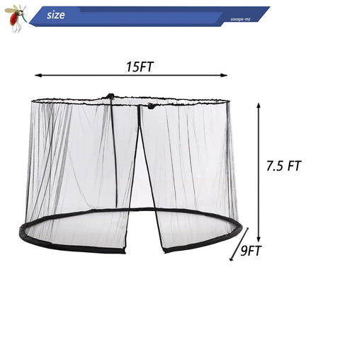 Versatile Mosquito Netting For 15Ft Patio Umbrella With Double Sided Screen Walls And Zipper Double Door Black Enclosure