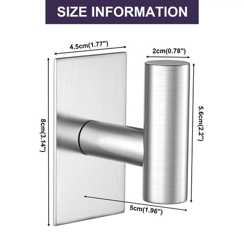 Killer Grip Adhesive Wall Towel Hooks, Heavy Duty Sticky Coat Holders For Bathroom Kitchen And Closet, No Sweat Waterproof Home Organization Rack, Silver Two Pack