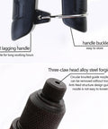 Heavy Duty Manual Pop Rivet Tool Kit with ergonomic rubber handle and lockable grip detail, alloy steel three-claw head view.