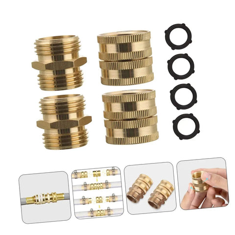 Heavy Duty Flexible Iron Thread Tap Adapters And Hose Connectors Kit With Quick Connect Air Line Couplers And Plugs 10 Pairs Water Pipe Extension Joints For Garden Hose Repair And DIY Plumbing, brass fittings with gaskets