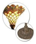 Arielle Tiffany-Style Torchiere Floor Lamp With Hand Cut Stained Glass Shade Featuring 531 Pieces Wrapped In Copper Foil, base and shade.