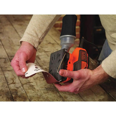 Powerful Two Point Zero Amp Orbit Sander for serious finish work on wood with one hand and slick soft paddle switch feature