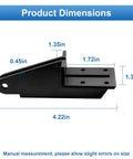 Rock Solid Door Jamb Replacement Bracket dimensions shown in black, measuring 4.22in x 1.72in x 0.45in for Lanai screen enclosures.