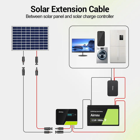 30Ft 10 Gauge Solar Extension Cable With Male And Female Connectors For Outdoor RVs And Off Grid Solar Systems illustration