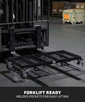 Heavy Duty Mobile Industrial Pipe And Lumber Rack Cart That Moves Like Butter With Four Double Sided Shelves for forklift ready lifting.