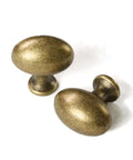 Five Pack Antique Brass Cabinet Knobs One And Three Eighths Inch Oval Egg Dresser Drawer Knobs For Kitchen Cabinets And Furniture
