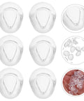Push In Silicone Nose Pads For Glasses 50 Pack Non Slip Waterdrop Cushions Transparent Anti Sweat Replacement Inserts, displayed in a layout.