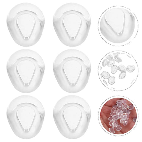 Push In Silicone Nose Pads For Glasses 50 Pack Non Slip Waterdrop Cushions Transparent Anti Sweat Replacement Inserts, displayed in a layout.