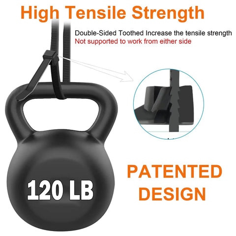 Heavy Duty 12 Inch Cable Ties With 120 Lb Tensile Strength, V Shaped Teethed Double Sided Grip, Industrial Grade Nylon Tie Wraps
