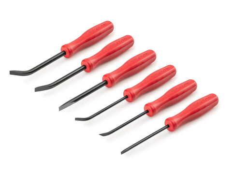 Six Piece Mini Pry Bar Set With 1/4 Inch And 5/32 Inch Bars, Straight, 30 Degree And 50 Degree Tips, Go-To Compact Pry Tool Kit For Tight Openings