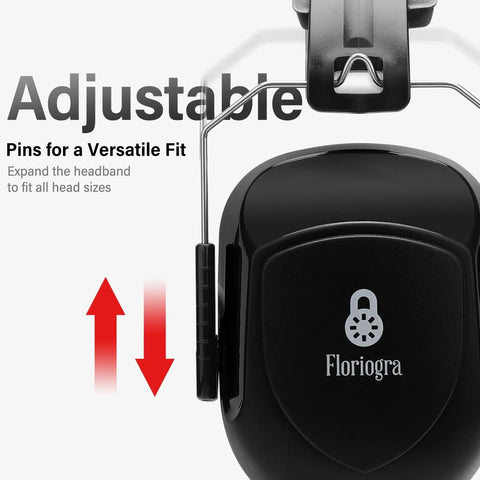 Side view of black Six Pack Noise Reduction Ear Muffs With SNR 34 dB Hearing Protection For Adults And Kids, adjustable fit.