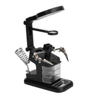 Rechargeable USB Welding Clip Light with Magnifier for Soldering and Repair on the Workbench showing magnifying lens and clamps