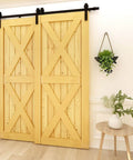 20 Foot Bypass Sliding Barn Door Hardware Kit For Double Doors, Single Track, Flat J Shape Hangers, Quiet Rollers, Carbon Steel