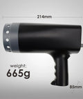 Digital Handheld Stroboscope With Wide Range From 50 To 12,000 FPM shown with dimensions and weight details on gray background