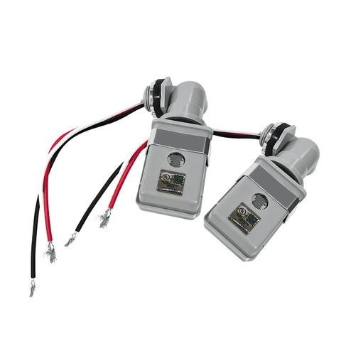 Two Pack Outdoor Dusk To Dawn Photocell Sensor Switch For 120V AC Lighting Auto On At Low Light Off At Bright 1000W Max Waterproof