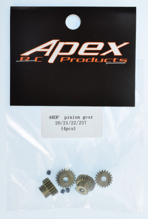 48 Pitch Aluminum Pinion Gear Set 9751 for RC Trucks and RVs in packaging with four gears visible