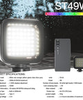 Underwater Video Fill Light With 49 LED Beads, 5000 Lux At 20cm, 7 Modes RGB, 30m Waterproof Dive Light, specs visible, ST49W model