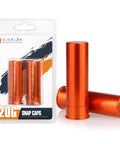4 Pack Aluminum Snap Caps For 12 Gauge And 20 Gauge Shotguns Safe Dry Fire Training Rounds Reusable Dummy Ammo For Practice No Primers No Explosives Safe To Load Durable Aluminum Construction, package and two loose caps visible