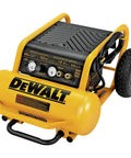 Heavy Duty Portable Air Compressor Featuring 4 5 Gallon Steel Tank And 225 Psi Maximum Pressure with large pneumatic wheels.