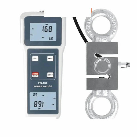 Push Pull Tension Meter With Digital Display No Guesswork Multi Unit Readout N Kg Lb G Peak Hold Auto Power Off Battery Or 6V DC Power White Finish Essential Tool For Precision Force Testing And Compression Trials, white force gauge with metal load cell