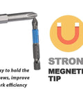 Heavy Duty Magnetic Screwdriver Bits Set With Anti Slip Non Cross Design For Electric Drill And Impact Driver Hand Tools That Hold Screws Tight Without Stripping During Heavy Projects Or Home Repair Jobs, magnetic tip bit