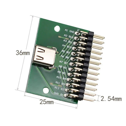 High Speed USB Three Point One Type C Test Board With Pcb Test Socket And Two Point Five Four Millimeter Pitch Header for prototyping