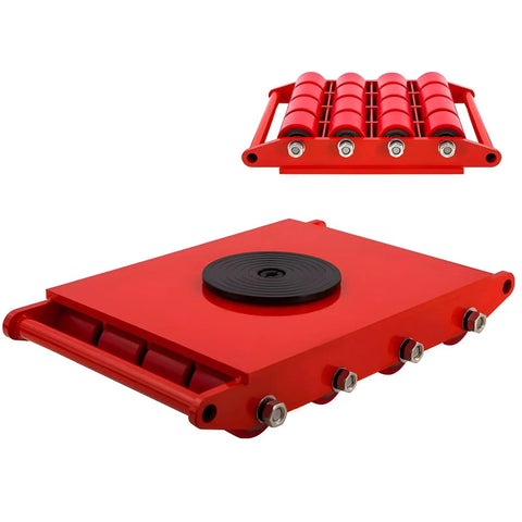 Heavy Duty Machinery Skates 4 Piece Set With A Huge 88000 Lb Capacity And 360 Degree Steel Frame for easy moving of industrial equipment.