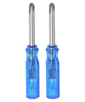 Tough As Nails 2 Piece PH1 Mini Phillips Screwdriver Set With 2.5mm Magnetic Cross Bit And Snug Comfort Grip crafted from blue plastic and steel.